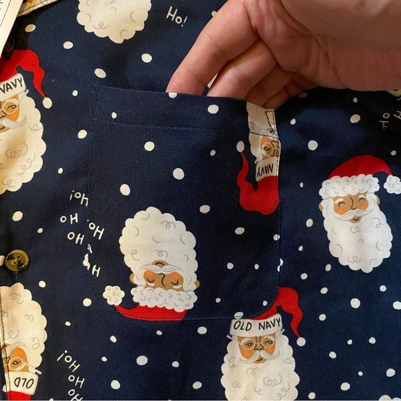 NWT Old Navy Brown Face Santa Claus Christmas Unisex Button Pajamas Shirt  XXL - Picture 11 of 16